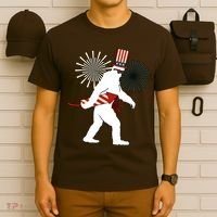 Patriotic Bigfoot Fireworks 4th of July T-Shirt thumb 6