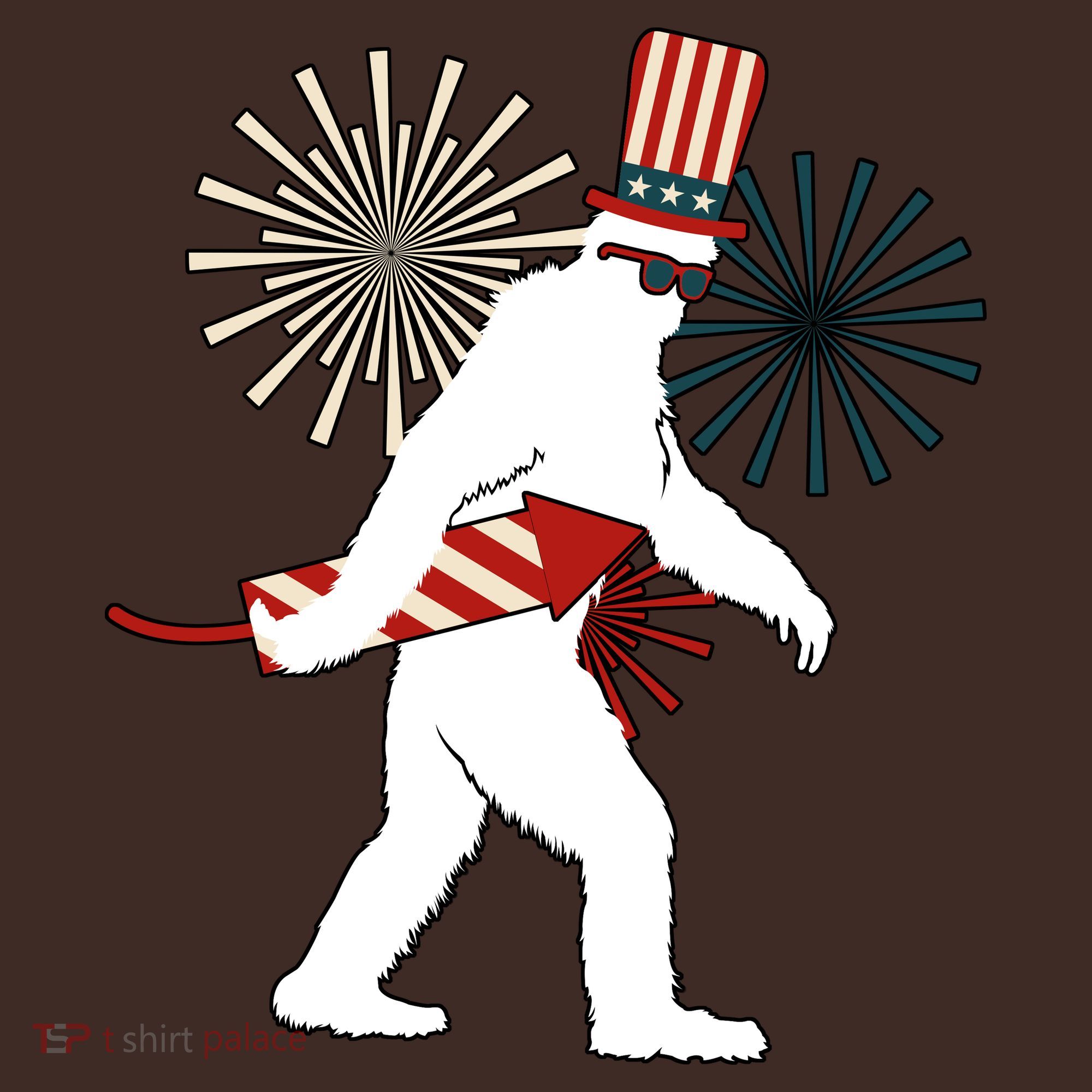 Patriotic Bigfoot Fireworks 4th of July Coaster