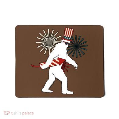 Patriotic Bigfoot Fireworks 4th of July Mousepad