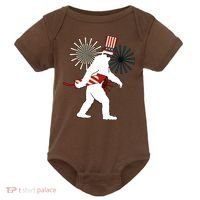 Patriotic Bigfoot Fireworks 4th of July Baby Bodysuit thumb 0