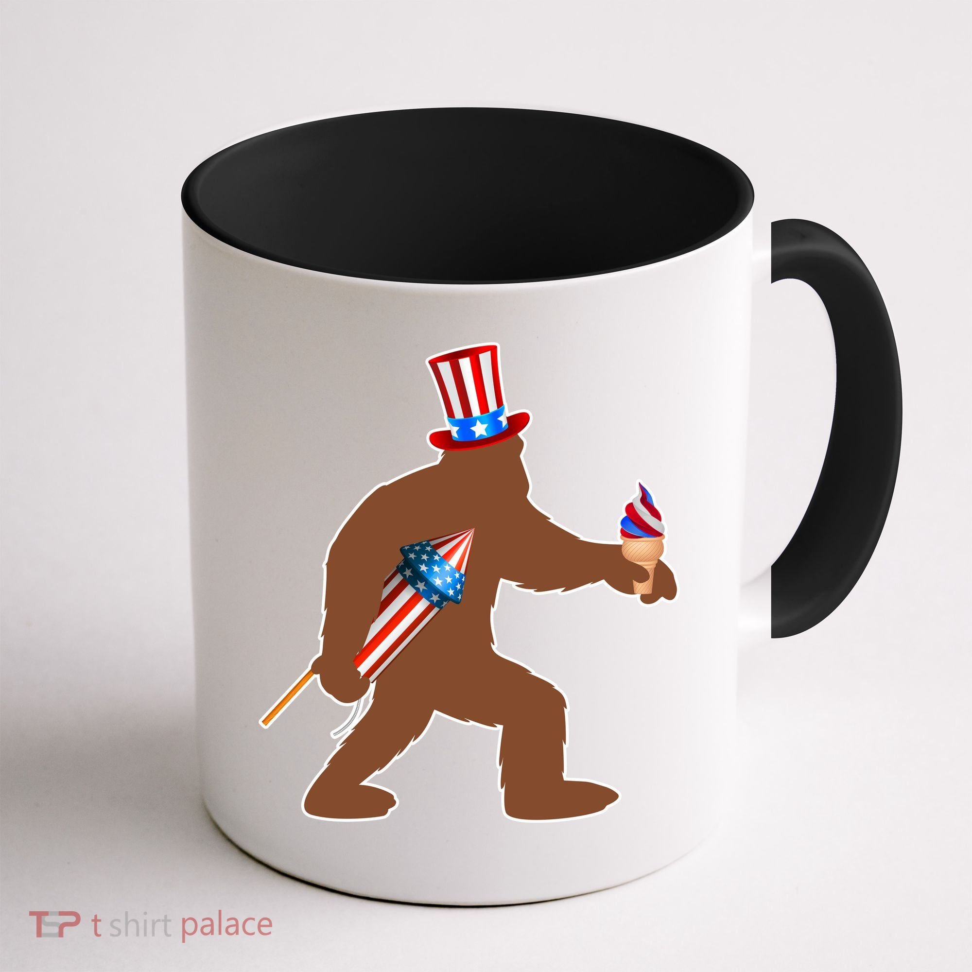 Patriotic Bigfoot Fireworks USA Coffee Mug