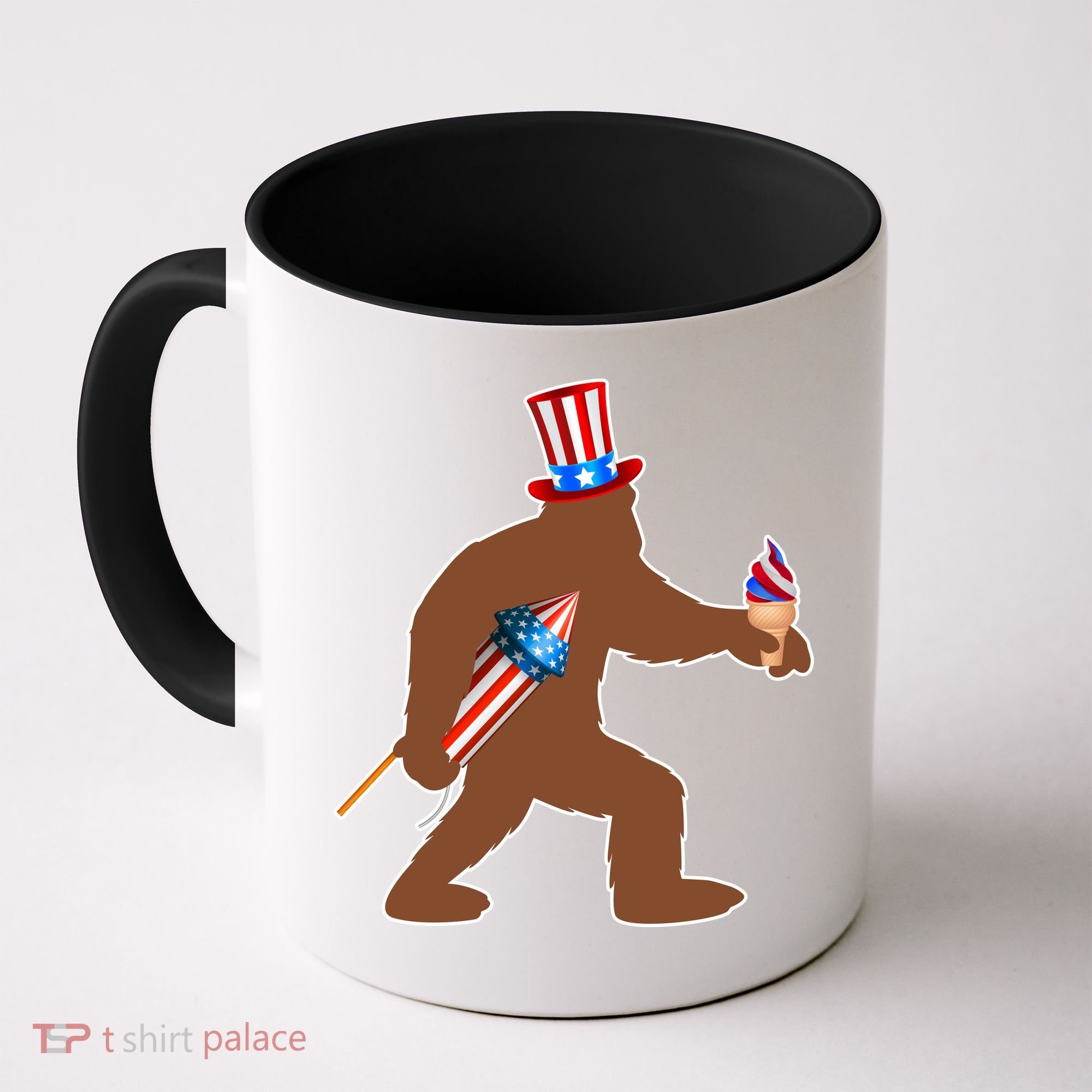 Patriotic Bigfoot Fireworks USA Coffee Mug