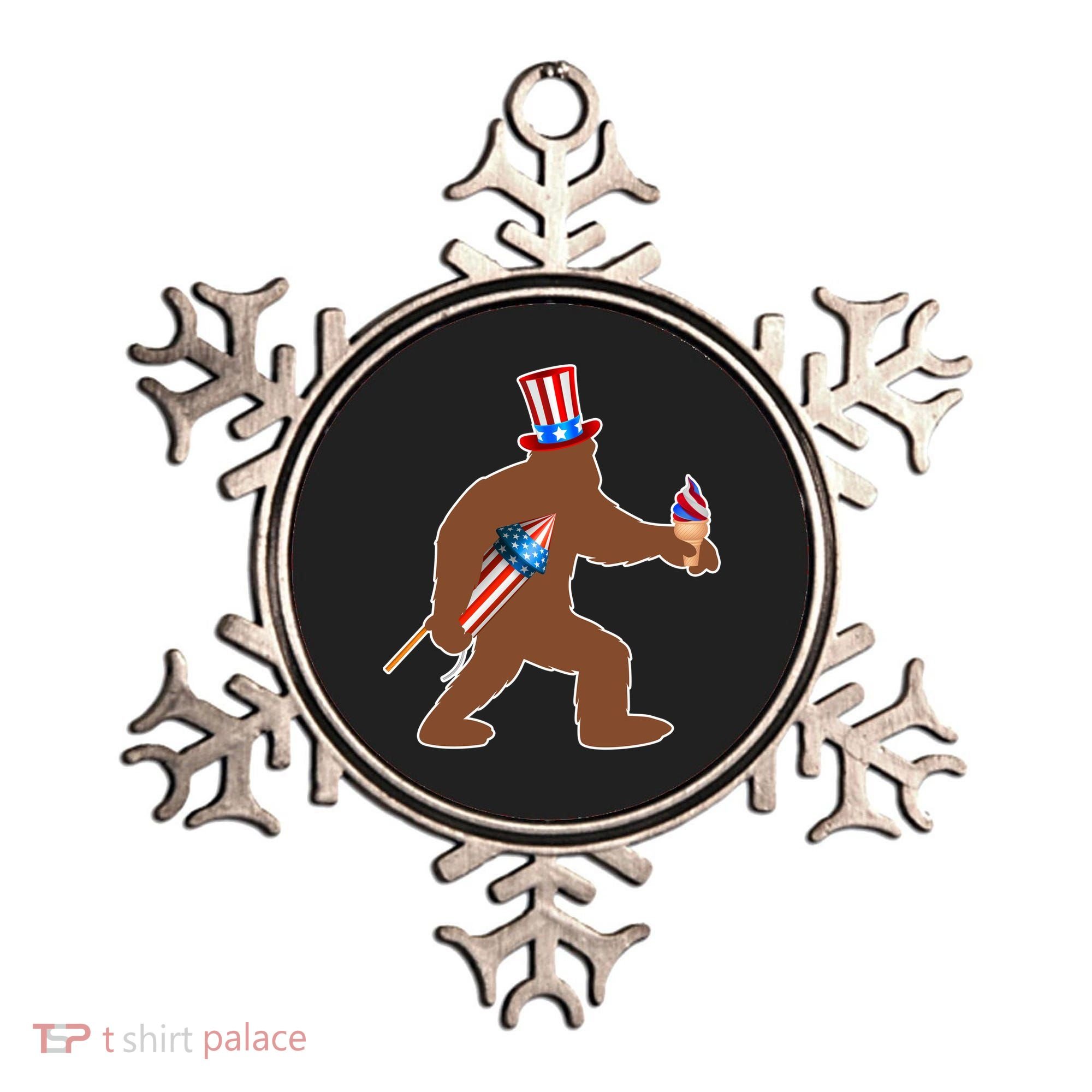 Patriotic Bigfoot Fireworks USA Ornament