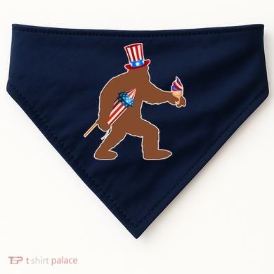 Patriotic Bigfoot Fireworks USA USA-Made Doggie Bandana