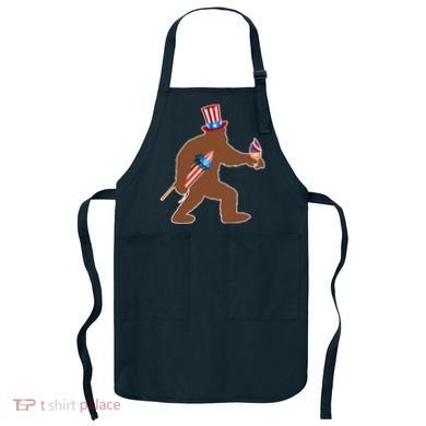 Patriotic Bigfoot Fireworks USA Apron