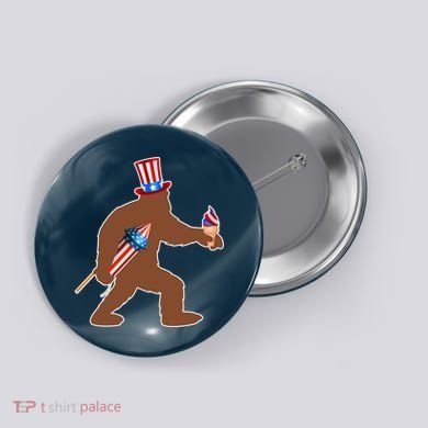 Patriotic Bigfoot Fireworks USA Button