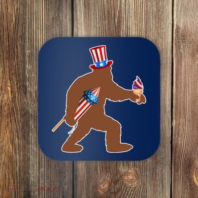 Patriotic Bigfoot Fireworks USA Coaster
