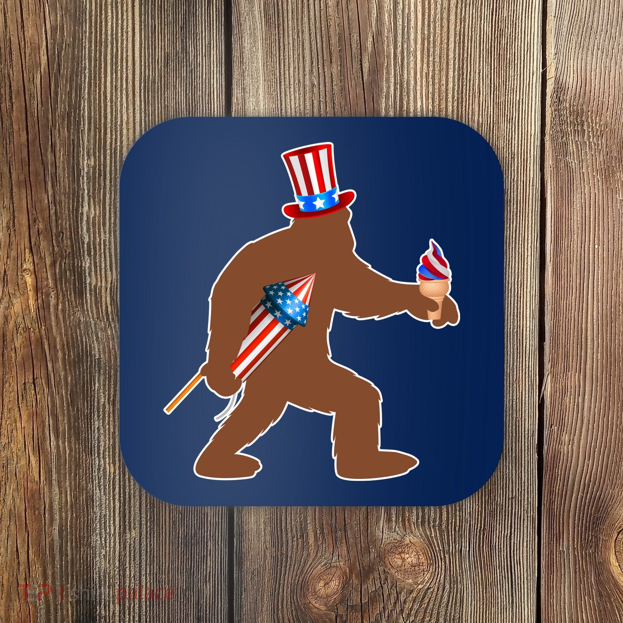 Patriotic Bigfoot Fireworks USA Coaster
