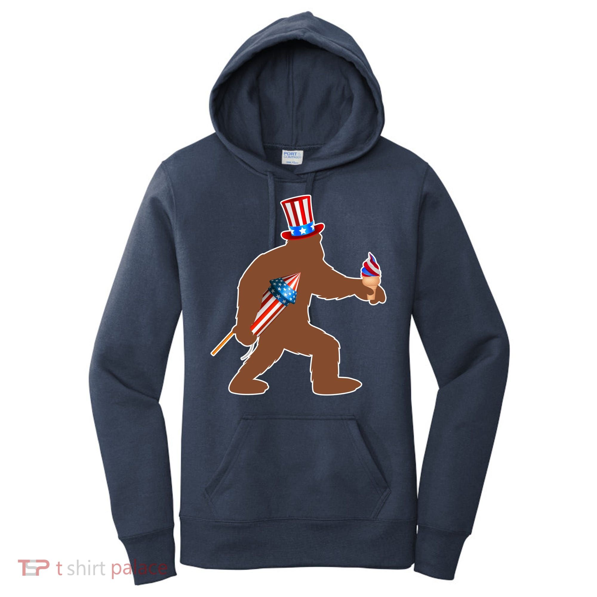 Patriotic Bigfoot Fireworks USA Women's Hoodie