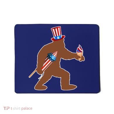 Patriotic Bigfoot Fireworks USA Mousepad
