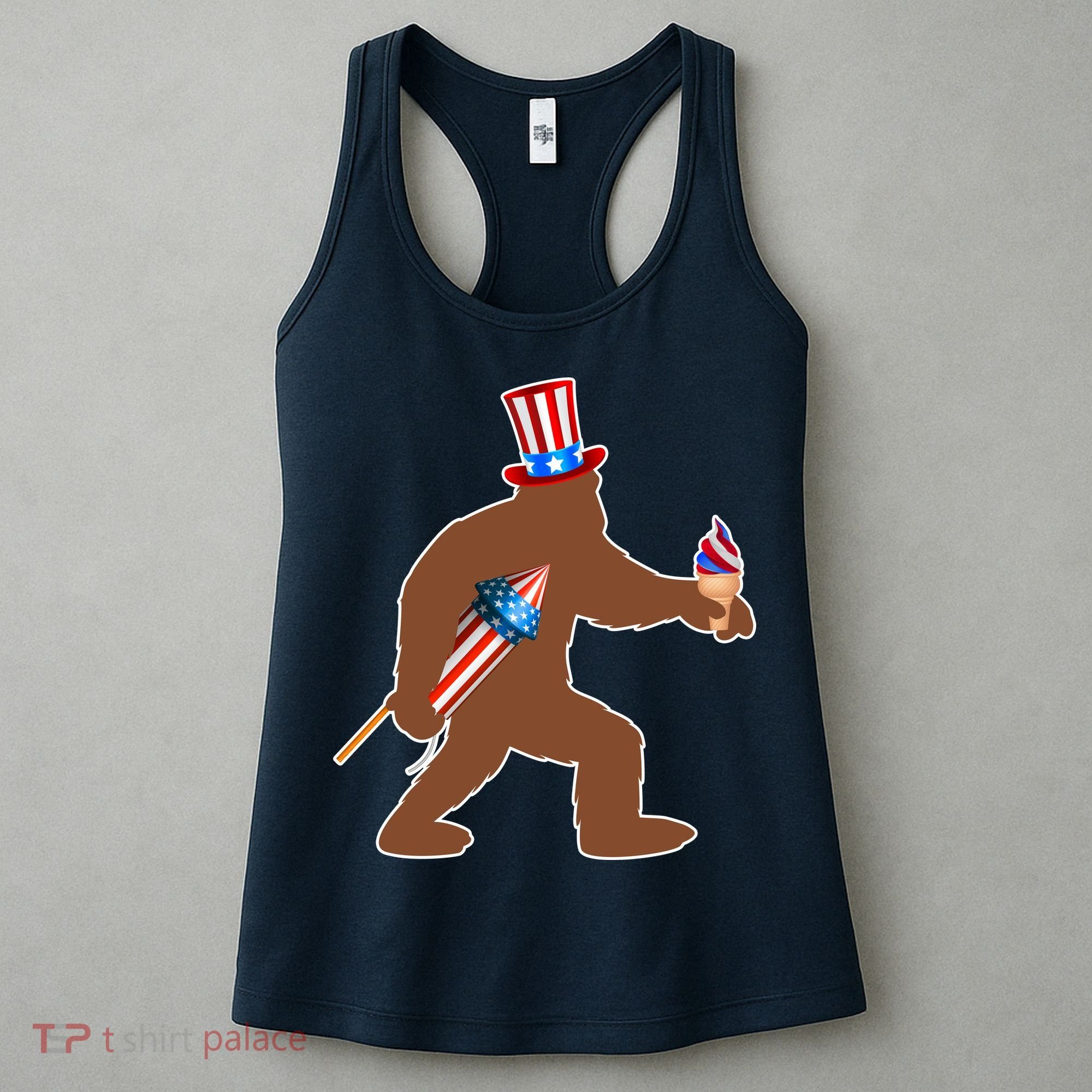Patriotic Bigfoot Fireworks USA Women's Tank Top