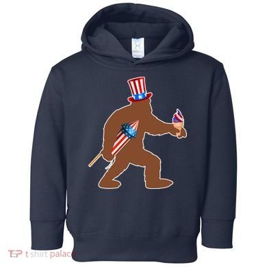 Patriotic Bigfoot Fireworks USA Toddler Hoodie