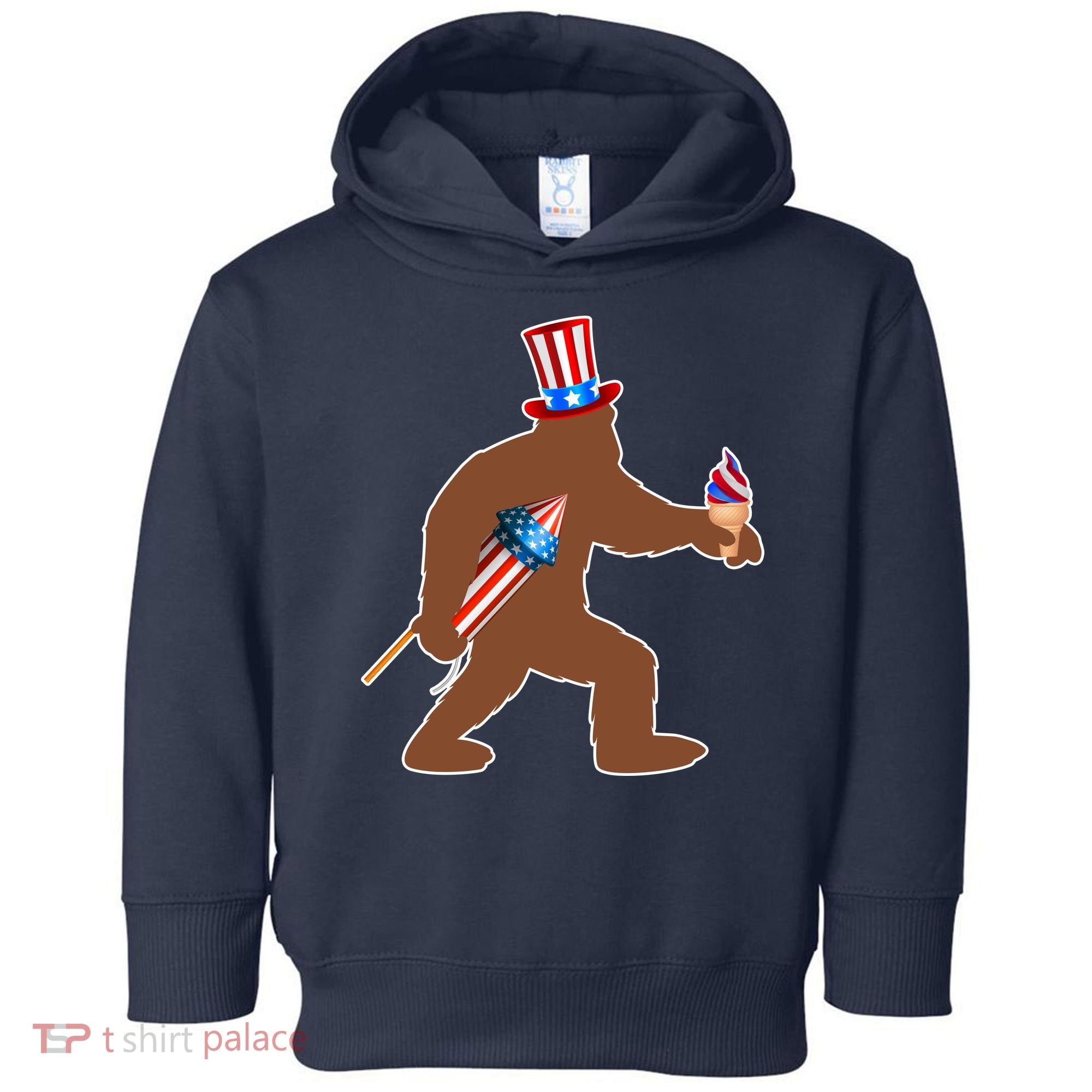 Patriotic Bigfoot Fireworks USA Toddler Hoodie