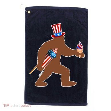 Patriotic Bigfoot Fireworks USA Golf Towel