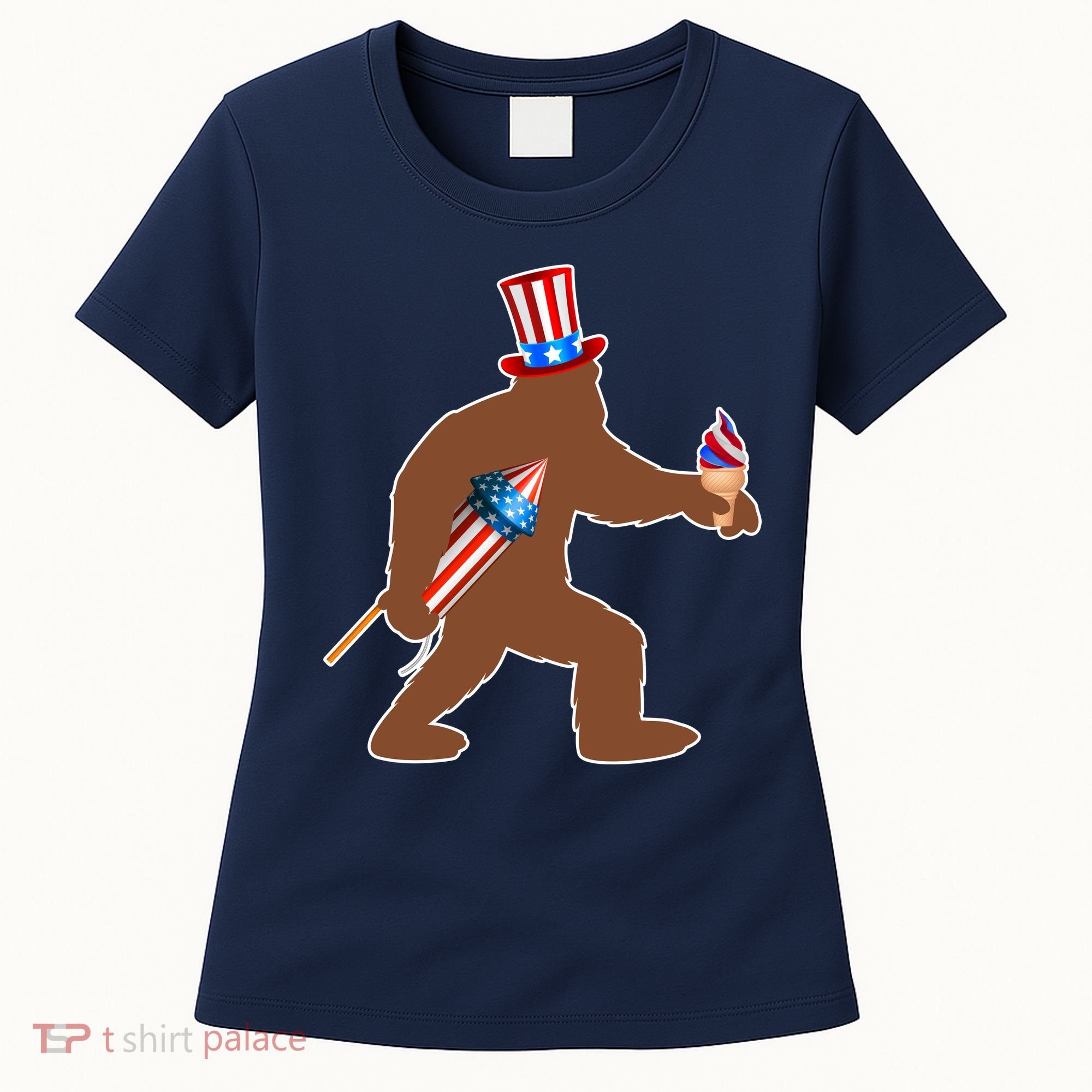Patriotic Bigfoot Fireworks USA Women's T-Shirt