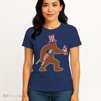 Patriotic Bigfoot Fireworks USA Women's T-Shirt thumb 4