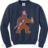 Patriotic Bigfoot Fireworks USA Kids Sweatshirt thumb 0