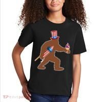 Patriotic Bigfoot Fireworks USA Kids T-Shirt thumb 2
