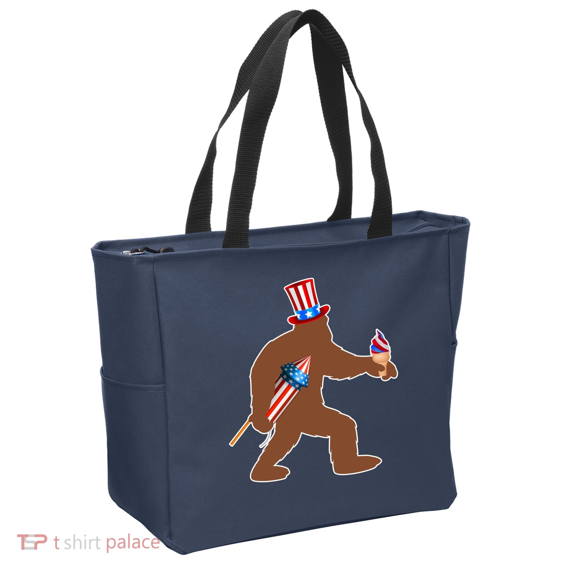 Patriotic Bigfoot Fireworks USA Tote Bag