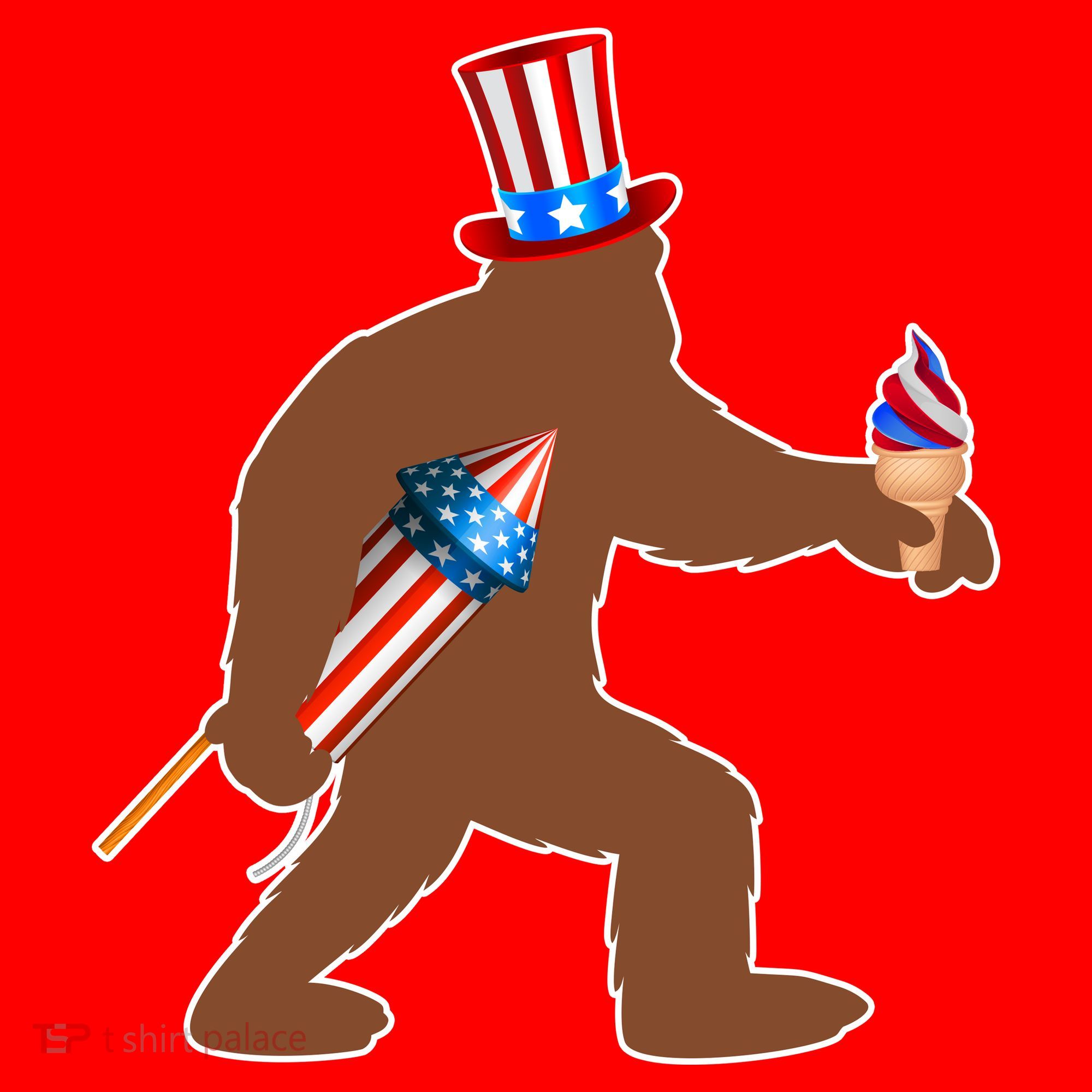 Patriotic Bigfoot Fireworks USA Santa Hat