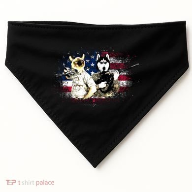 Patriotic Cat And Wolf Troops USA-Made Doggie Bandana