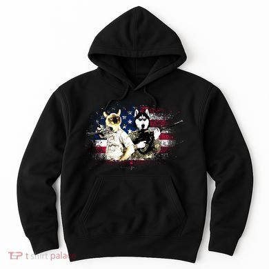 Patriotic Cat And Wolf Troops Hoodie