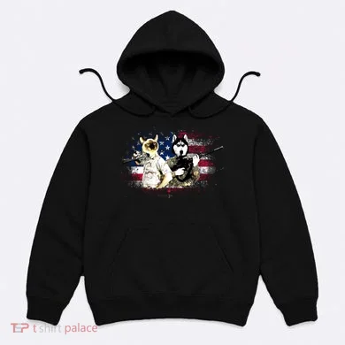 Patriotic Cat And Wolf Troops Hoodie
