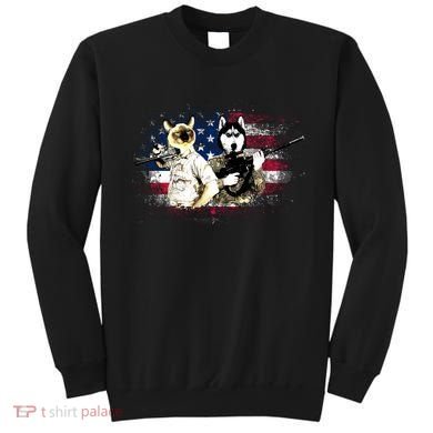 Patriotic Cat And Wolf Troops Sweatshirt