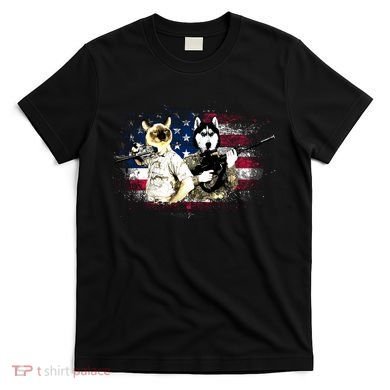 Patriotic Cat And Wolf Troops T-Shirt