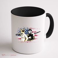 Patriotic Cat And Wolf Troops Coffee Mug thumb 1