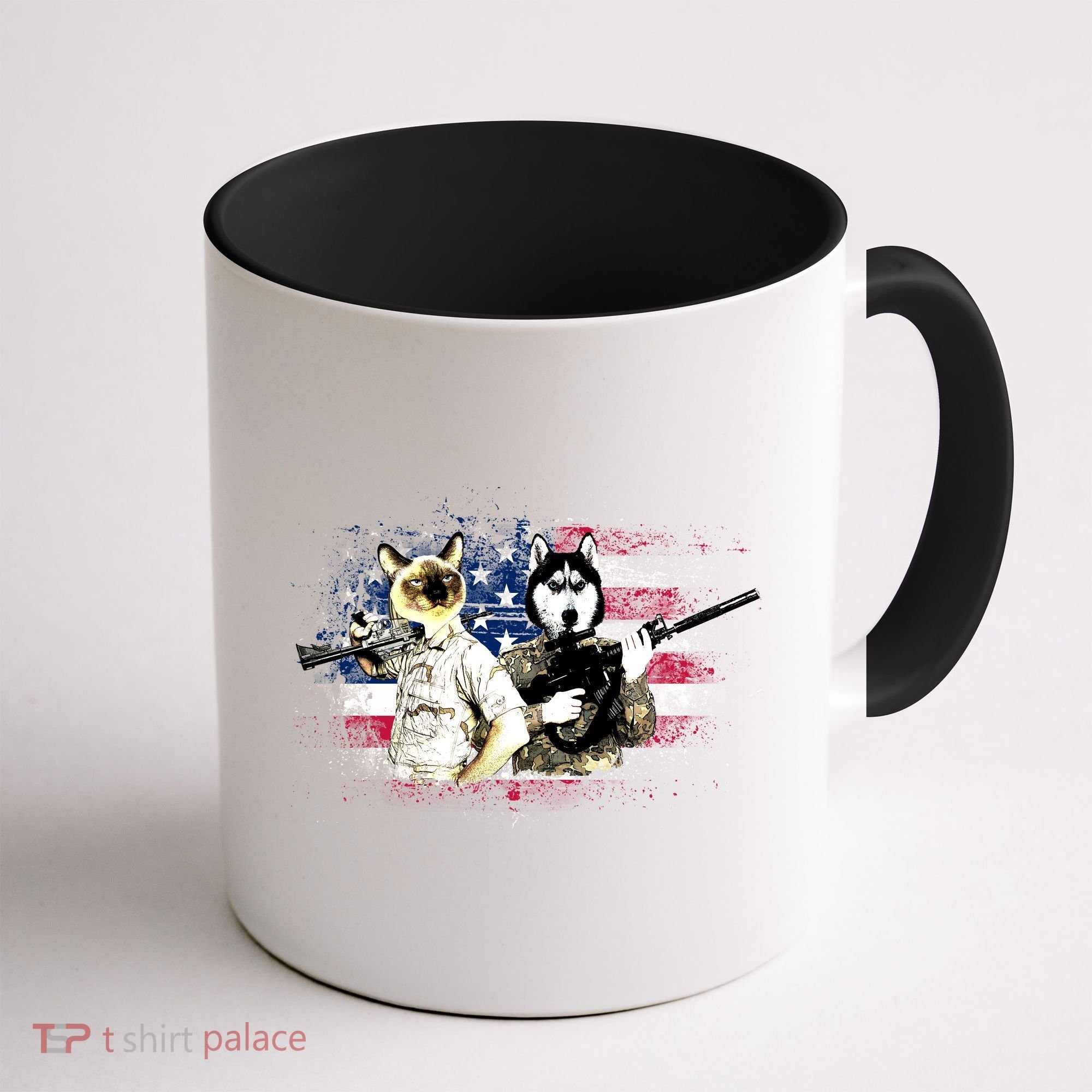 Patriotic Cat And Wolf Troops Coffee Mug