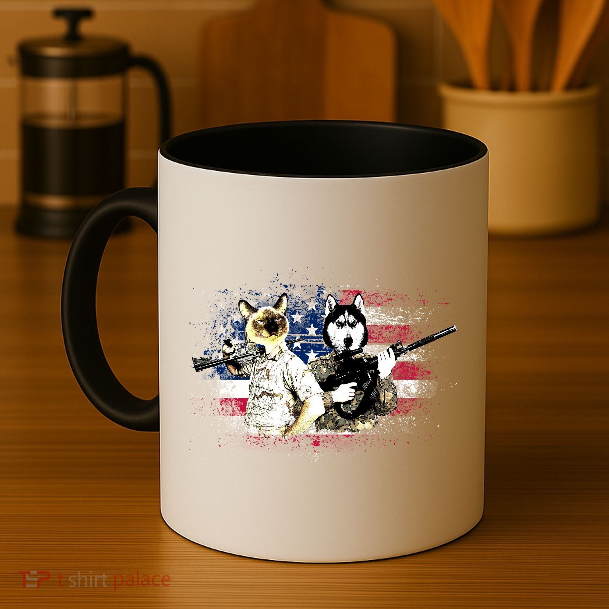 Patriotic Cat And Wolf Troops Coffee Mug
