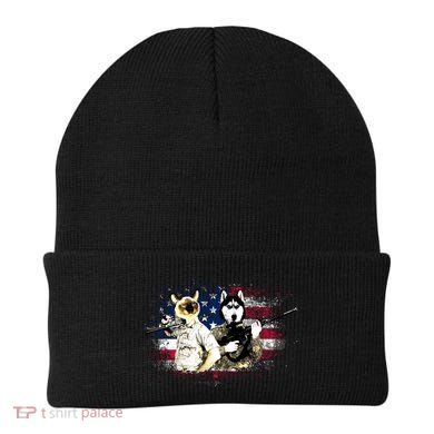 Patriotic Cat And Wolf Troops Beanie