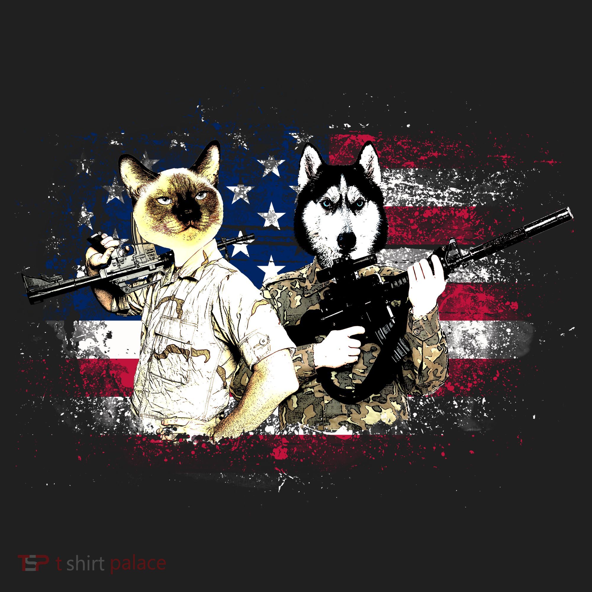 Patriotic Cat And Wolf Troops Beanie