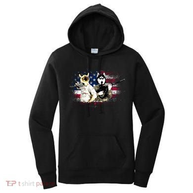 Patriotic Cat And Wolf Troops Women's Hoodie