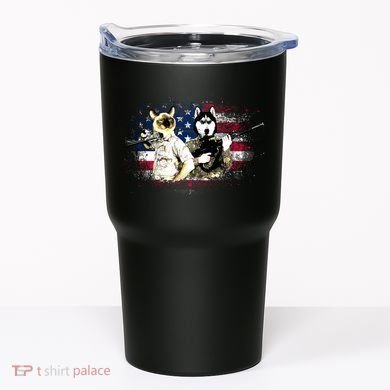 Patriotic Cat And Wolf Troops Tumbler