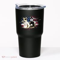 Patriotic Cat And Wolf Troops Tumbler thumb 0