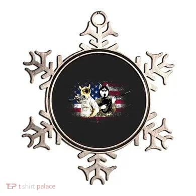 Patriotic Cat And Wolf Troops Ornament