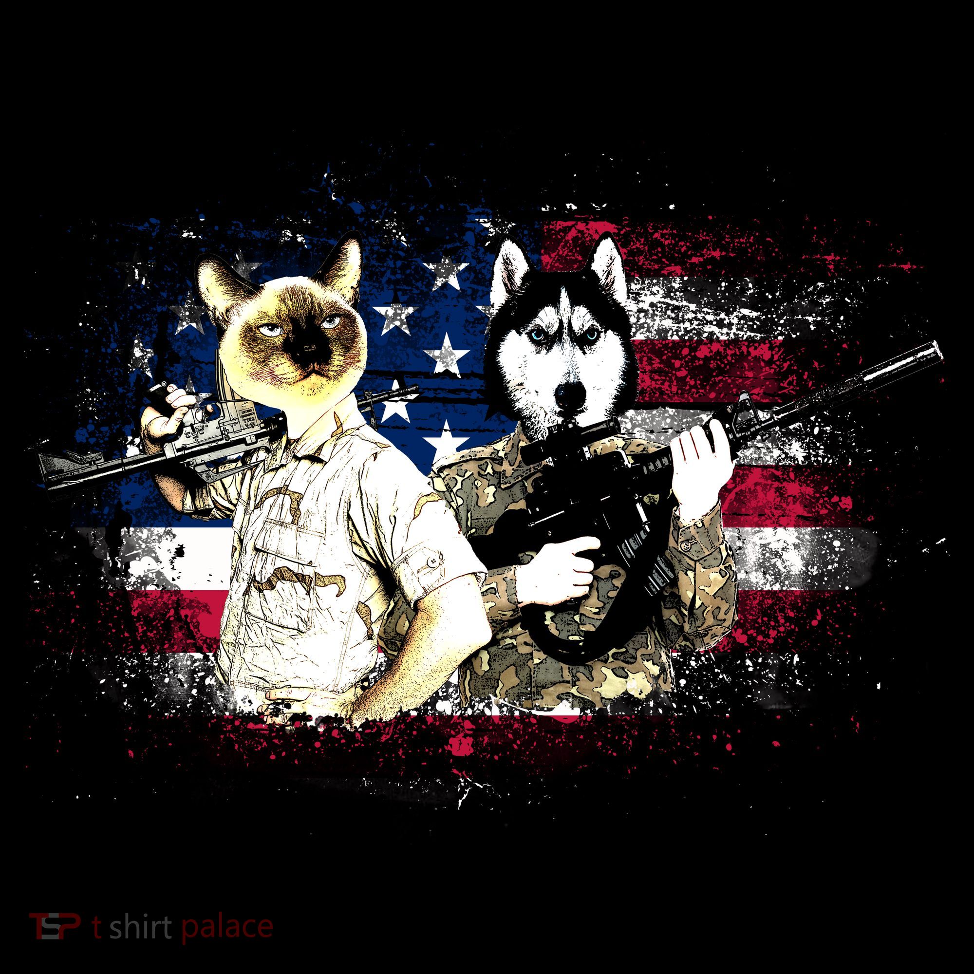 Patriotic Cat And Wolf Troops Women's Tank Top