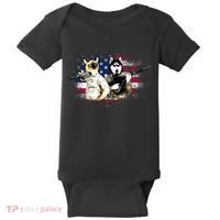 Patriotic Cat And Wolf Troops Baby Bodysuit thumb 0