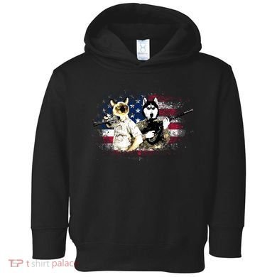 Patriotic Cat And Wolf Troops Toddler Hoodie