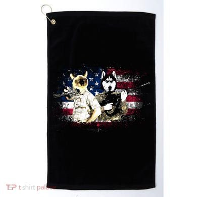 Patriotic Cat And Wolf Troops Golf Towel