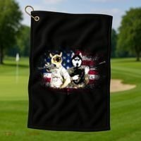 Patriotic Cat And Wolf Troops Golf Towel thumb 1