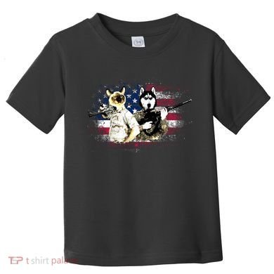 Patriotic Cat And Wolf Troops Toddler T-Shirt