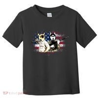 Patriotic Cat And Wolf Troops Toddler T-Shirt thumb 0