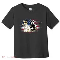 Patriotic Cat And Wolf Troops Toddler T-Shirt thumb 0