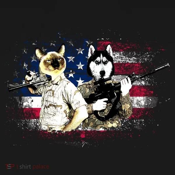 Patriotic Cat And Wolf Troops Toddler T-Shirt
