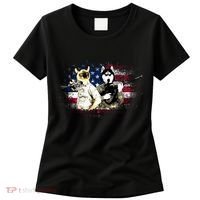 Patriotic Cat And Wolf Troops Women's T-Shirt thumb 0