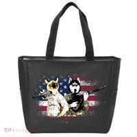 Patriotic Cat And Wolf Troops Tote Bag thumb 0