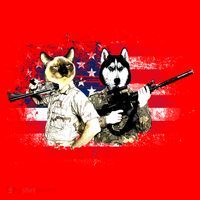 Patriotic Cat And Wolf Troops Santa Hat thumb 1